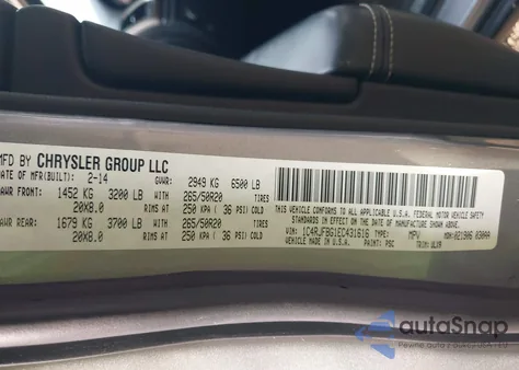 2014 Jeep Grand Cherokee Limited z USA, uszkodzony, nr VIN 1C4RJFBG1EC431616